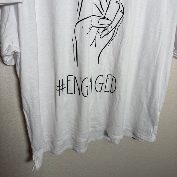 Miss to Mrs T-Shirt Women's 3XL White #Engaged Short Sleeve Graphic Tee - Picture 3 of 10